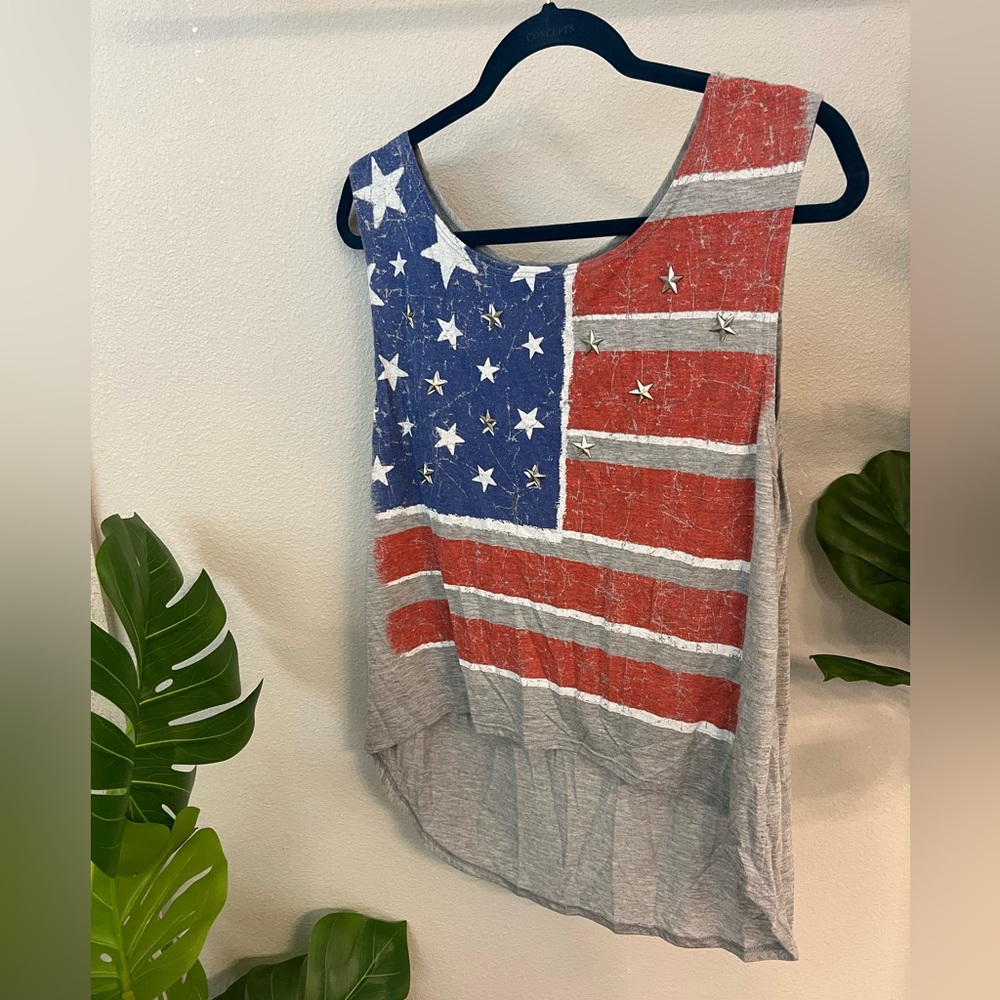American flag tank with metallic details